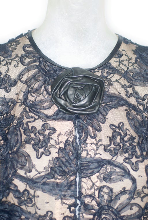 1997 Tom Ford for Gucci Leather and Lace Gown For Sale 3