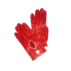 Vintage Cherry Red Hermes Driving Gloves