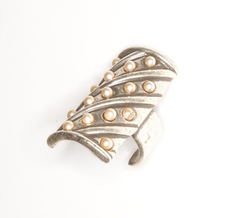 Chanel Sterling Silver and Pearl Ring