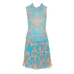 Gianni Versace Couture Turquoise and Terracotta Medusa Ensemble