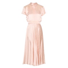 Vintage Valentino Pale Pink and Cream Polka Dotted Dress