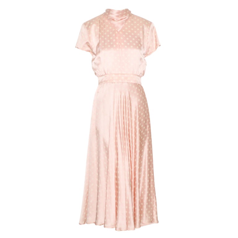 Valentino Pale Pink and Cream Polka Dotted Dress For Sale