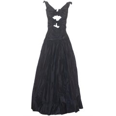 Valentino Black Silk Gown with Cut-Outs