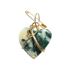 Kazuko Large Gold Wrapped Malachite Heart