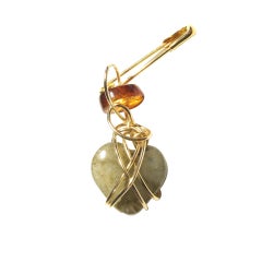 Used Kazuko Small Heart Pendant with Amber Bead