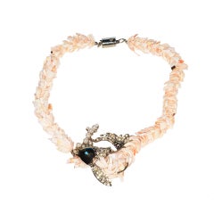 Ugo Correani Shell and Jeweled Fish Necklace with Pearl Bubbles