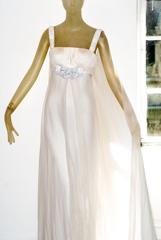 Women's Versace White Chiffon Gown For Sale