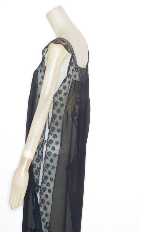 Sabbia Rosa Black Silk Chiffon Nightgown with Open Sides For Sale 1