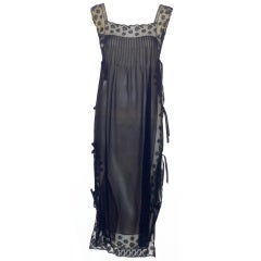 Sabbia Rosa Black Silk Chiffon Nightgown with Open Sides