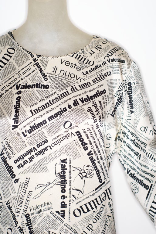 Valentino "News Print" Silk Blouse