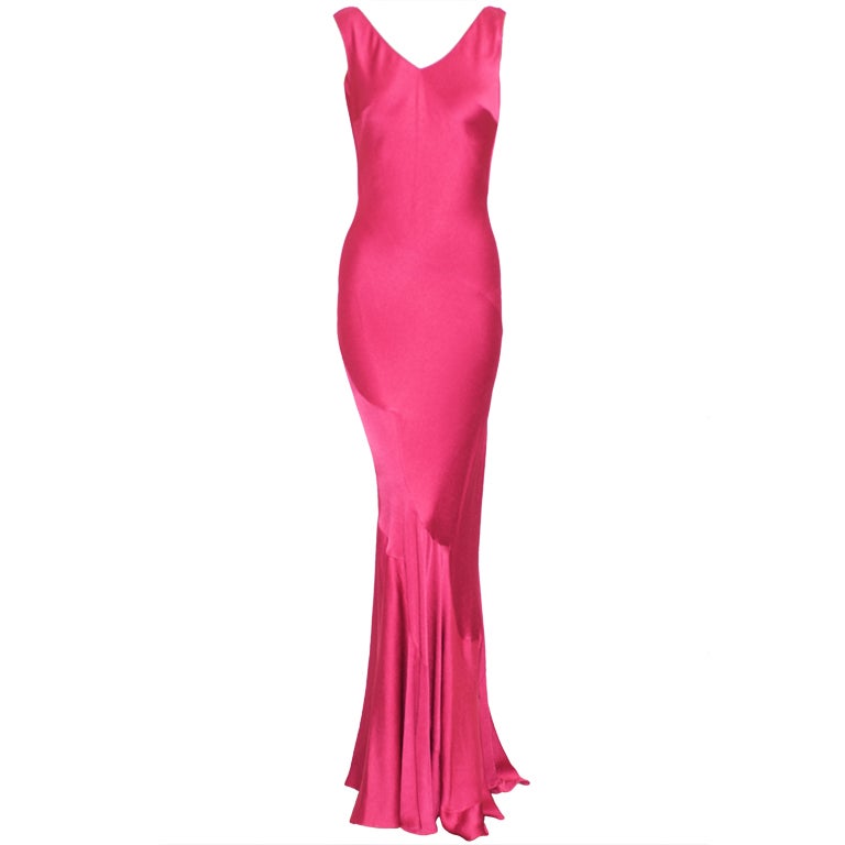 John Galliano Berry Pink Backless Gown at 1stDibs