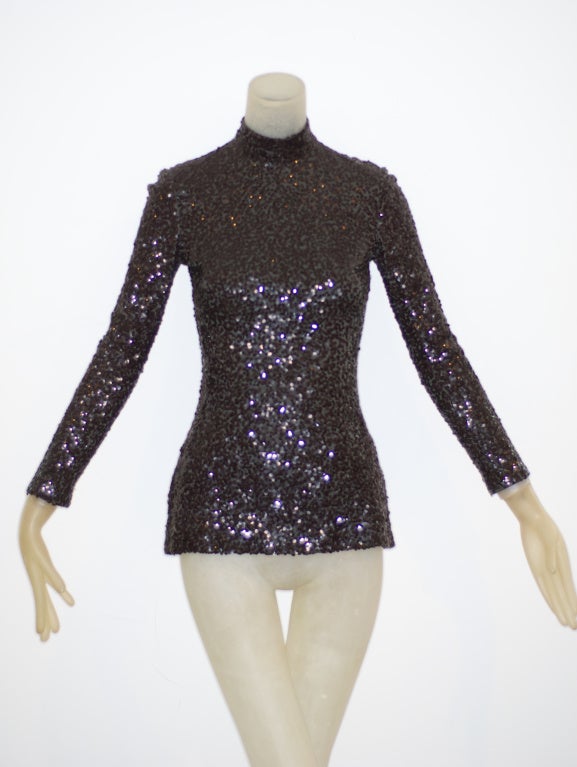 Beautifully fitted and extremely sexy chocolate brown fitted sequin 'Mermaid' top by American designer Larry Aldrich.

RARE vintage
STORE HOURS: Monday to Friday 11:30 to 6PM
24 West 57th Street
Fifth floor
in The New York Gallery