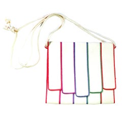 Ungaro Parallele White Bag with Rainbow Trim