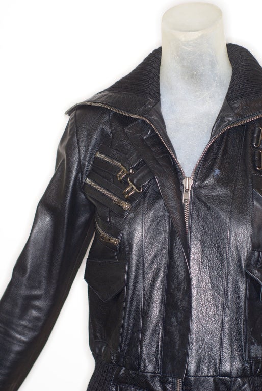 From Rodarte's Spring 2009 collection is this leather biker jacket.
