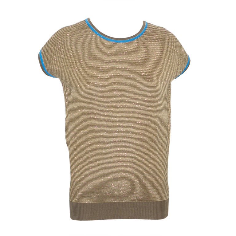 A Rare Early 1970s Gianni Versace Knit Top with Gold Thread For Sale