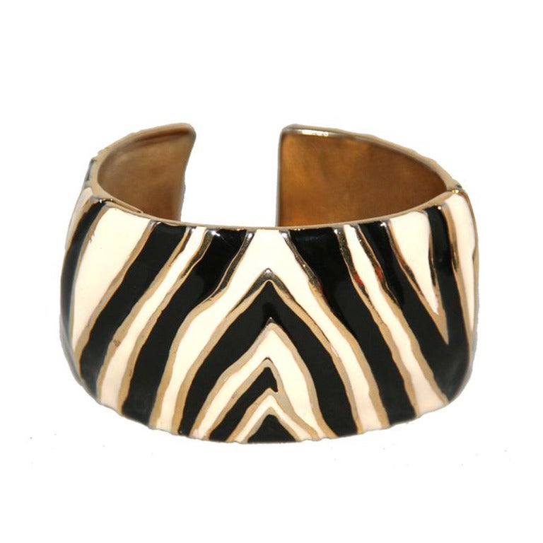 GIvenchy Enamelled Zebra Bracelet Cuff at 1stdibs