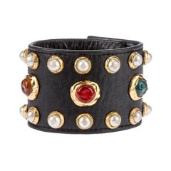 Chanel Rock Leather Cuff 1980s