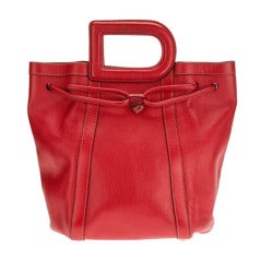 Vintage Exceptional Delvaux D Red Leather Handbag 1990
