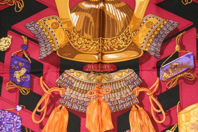 Gorgeous Colors for this Unique Vintage Hermes Scarf in pristine condition. Theme: Rêveries Japonaises. Size: 90 cm - 35 in.