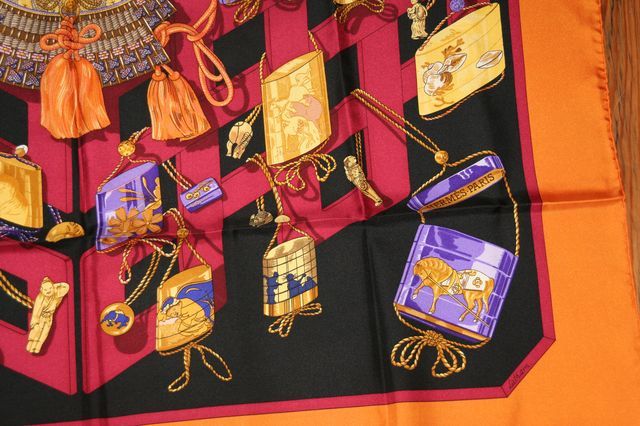 Orange Gorgeous Hermes Scarf Reveries Japonaises Mint condition