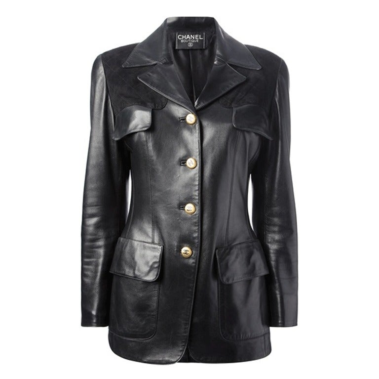 Rare Vintage Chanel Leather Jacket at 1stDibs | chanel leather coat, chanel  vintage leather jacket