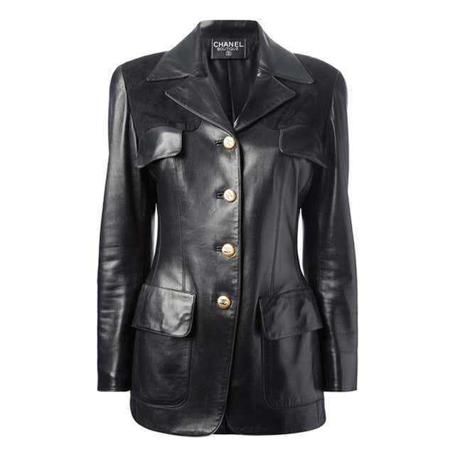 Rare Vintage Chanel Leather Jacket at 1stDibs | chanel leather coat