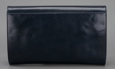 Unique Vintage Navy Bally Clutch In Excellent Condition For Sale In Verviers, BE