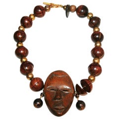 Vintage Rare YSL African Wood Necklace by Tom Ford