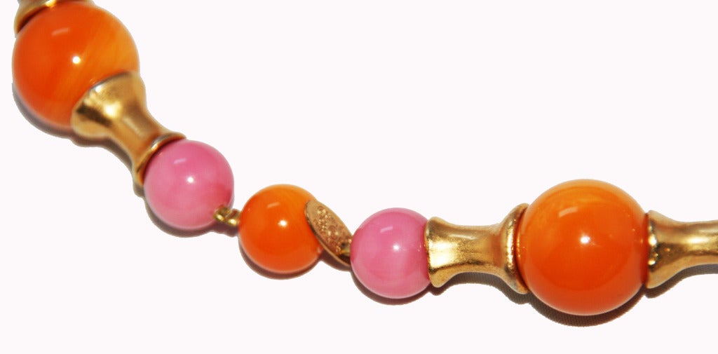 Women's Gorgeous Collectable Chanel Pink & Orange Necklace 1993