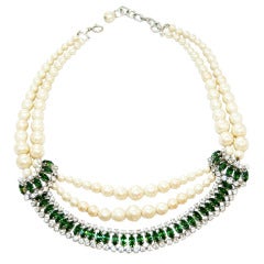 Gorgeous Green & Crystal Christian Dior Necklace 1970