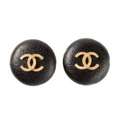 Timeless Chanel Black cc Earrings 1993