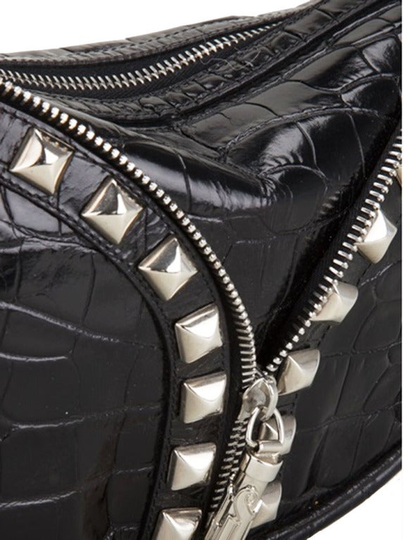 Incredible Rock Versace 90s Croco Bag In Excellent Condition In Verviers, BE