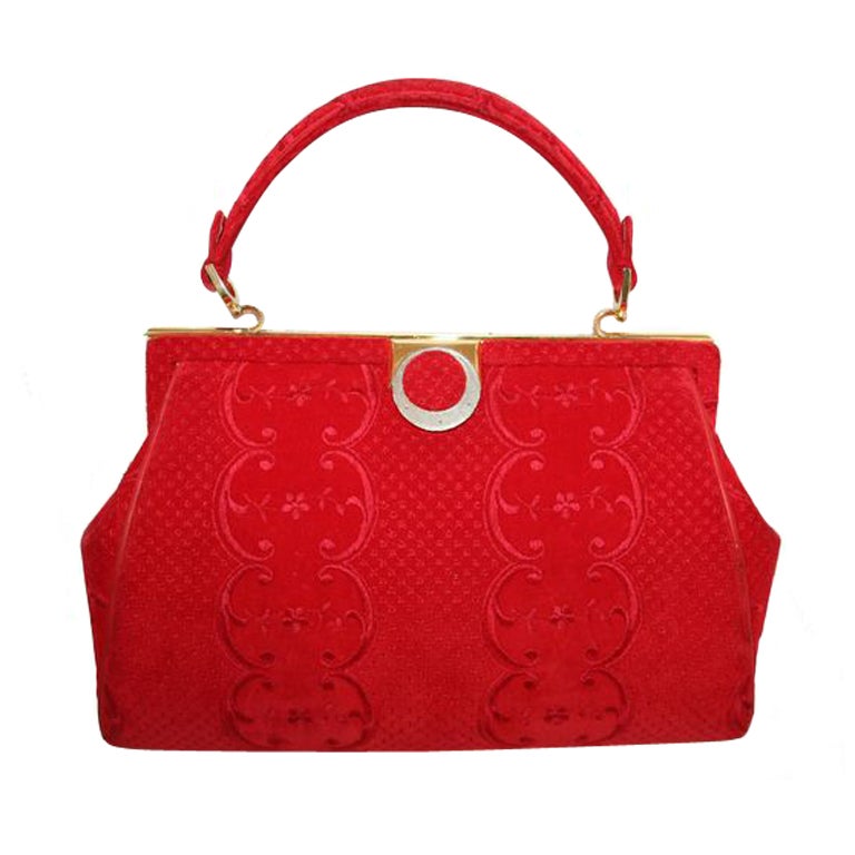 Unique Italian Red Velvet Handbag at 1stdibs