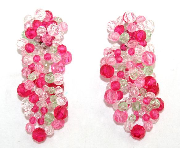 Impressive one of a kind Coppola e Toppo Earrings. So much flun and glam for this summer!! Fushia, pink, light green faceted crystal beads. Size: 11 x 4 cm - 4 1/3 x 1 3/5 in. Stamp:Made in Italy by Coppola e Toppo. Excellent vintage condition
