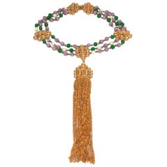 Retro Christian Dior Long Fringe Necklace 1970