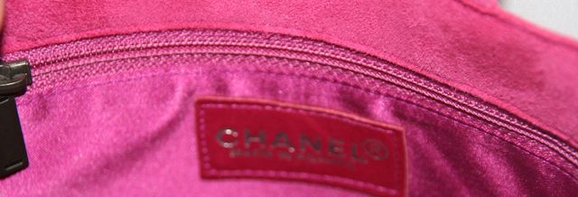 Awesome and so cute Chanel Vintage Evening Bag. A real jewel! Pink/fushia Suede, silk lining, grey sparkling swarovski. Very good condition. Marked: Chanel Made in France - serial number: 6211788. Size: 20 x 18 x 5 cm