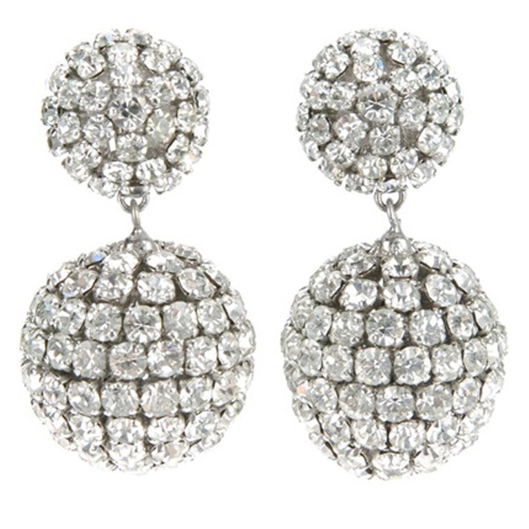 Christian Dior Glamour Crystal Earrings 1966
