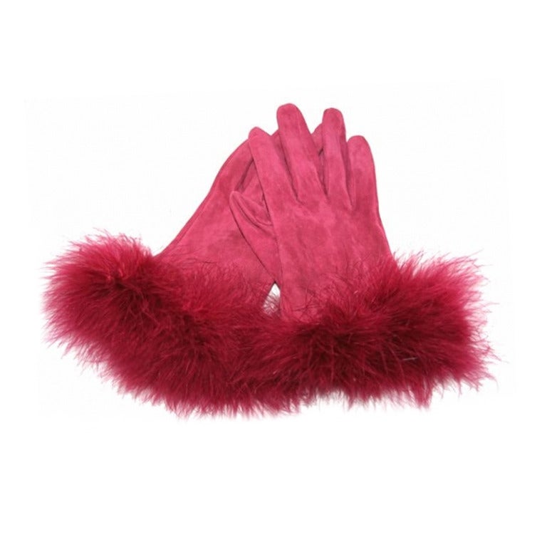 Christian Dior Silk/Calf Feathers Gloves at 1stdibs