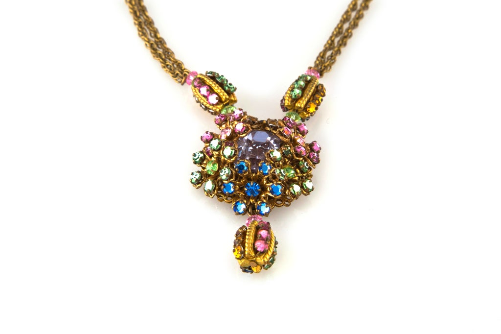 Miriam Haskell Jeweled Crystal Necklace For Sale 1