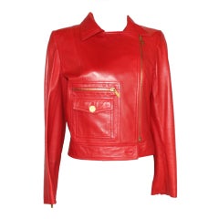 Vintage Chanel Red Leather Lambskin jacket