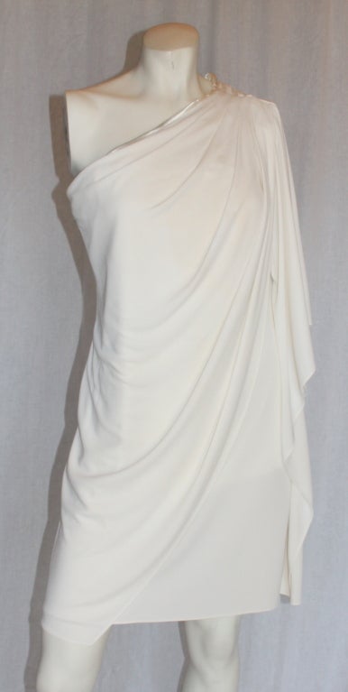 bias cut synthetic blend pale ivory strapless dress...