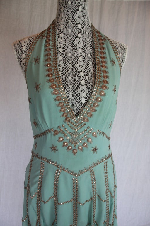 Temperley (London) sequined halter dress In Good Condition For Sale In West Palm Beach, FL