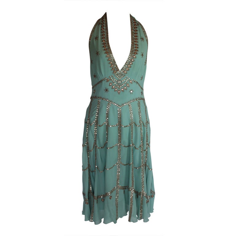 Temperley (London) sequined halter dress For Sale