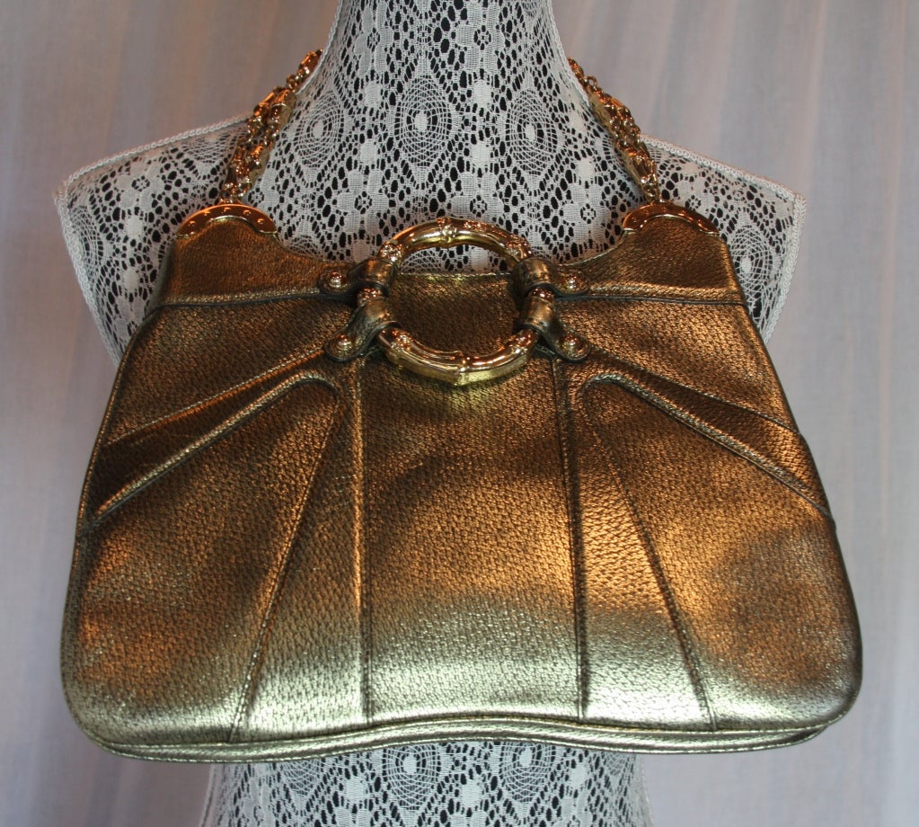 shoulder purse with a gold chain and clasp...