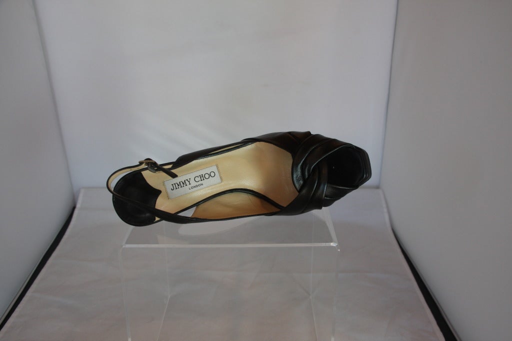 Jimmy Choo leather slingback heels In New Condition For Sale In West Palm Beach, FL