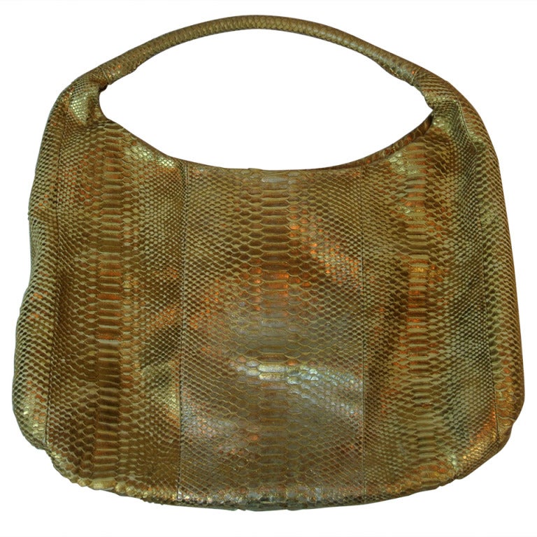 Devi Kroell Gold Snakeskin Handbag For Sale