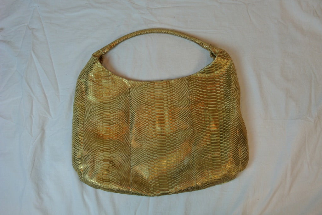 Devi Kroell Gold Snakeskin Handbag In Excellent Condition For Sale In West Palm Beach, FL