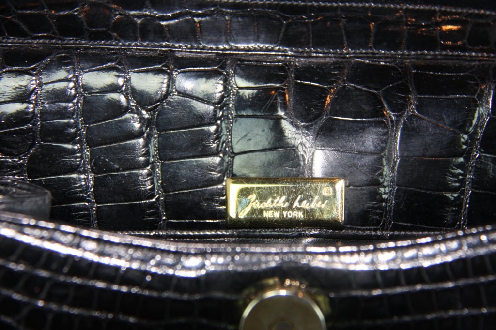 Women's Judith Leiber Black Alligator Handbag