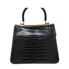 Judith Leiber Black Alligator Handbag