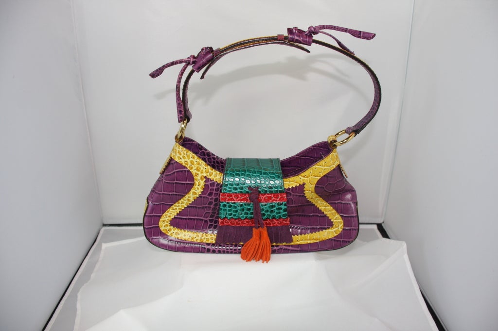 Etro pressed crocodile leather handbag
